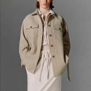 NWT ZARA Belted Overshirt — Beige